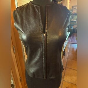 Soft tooled leather zippered vest